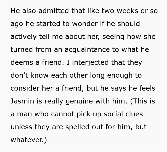 Text excerpt discussing a husband's changing feelings after being hit on for the first time in his life.
