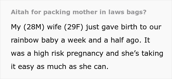 Text excerpt about a new mom’s high-risk pregnancy and her mother-in-law causing tension leading to conflict. Text excerpt about a new mom’s high-risk pregnancy and her mother-in-law causing tension leading to conflict.