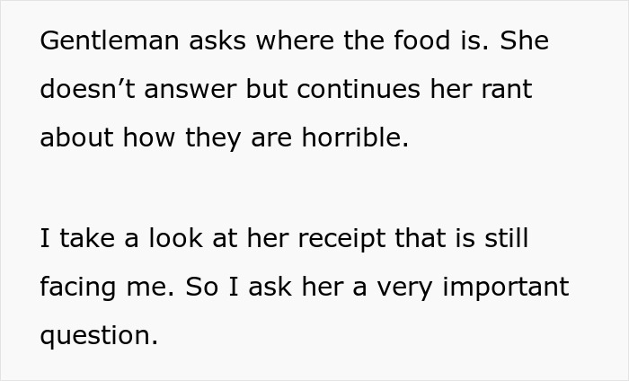 Text excerpt showing a customer questioning a con artist Karen at Dunkin Donuts who finds loopholes in her story. Text excerpt showing a customer questioning a con artist Karen at Dunkin Donuts who finds loopholes in her story.