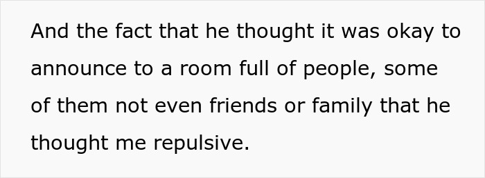 Text excerpt about a man admitting he found his wife repulsive on their first date, causing her emotional hurt.