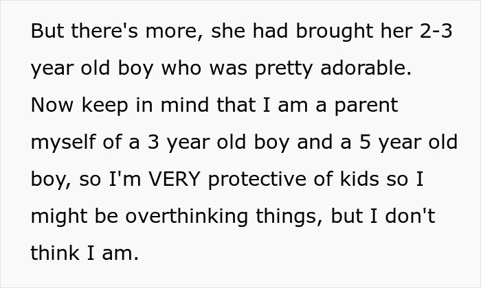 Parent describes being protective of kids after witnessing how roommate’s guest treats her child, feeling terrified and concerned. Parent describes being protective of kids after witnessing how roommate’s guest treats her child, feeling terrified and concerned.