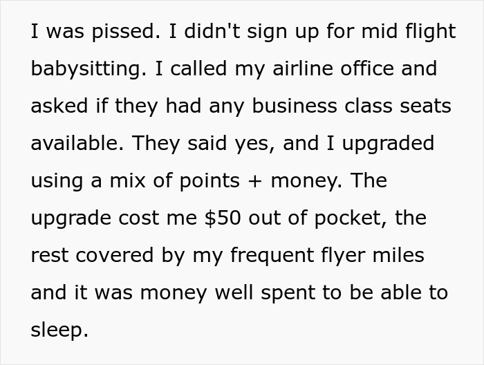 Person Upgrades To Business Class To Escape Mid-Flight Babysitting, Vacation Turns Tense Person Upgrades To Business Class To Escape Mid-Flight Babysitting, Vacation Turns Tense