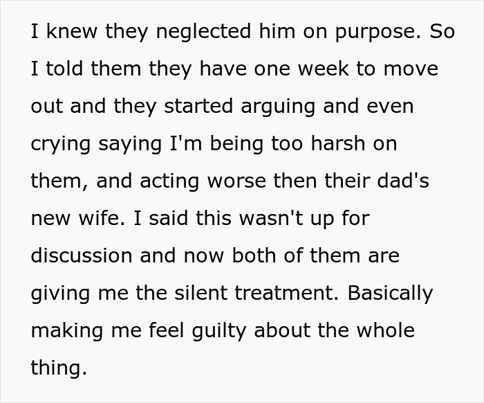 Alt text: Mom blows up at daughters after they mistreat half-brother, creating family tension and silent treatment.