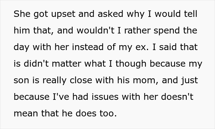 Text showing a conversation about a stepmom upset after a teenager invited his mom to graduation instead of her.