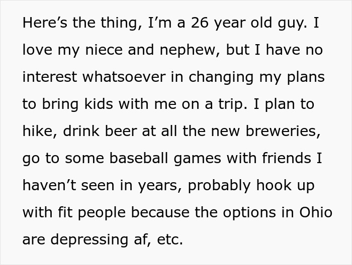 Guy Refuses To Change Travel Plans To Accommodate Brother’s Kids, Family Drama Ensues Guy Refuses To Change Travel Plans To Accommodate Brother’s Kids, Family Drama Ensues