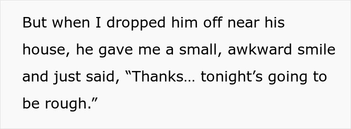 Text excerpt showing a son&rsquo;s awkward smile after his helicopter mom calls his boss demanding he comes home.