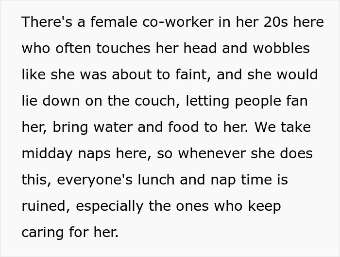 Ambulance arriving at office while coworkers deal with severe case of attention seeking disrupting daily routine.