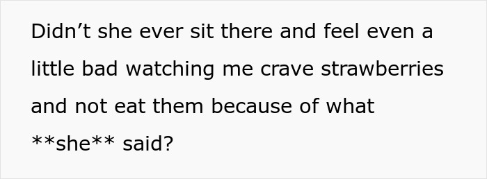 Text excerpt showing partner upset with girlfriend over strawberry allergy, highlighting feelings and cravings.