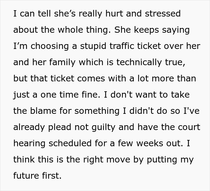 Text excerpt discussing a driver contesting a traffic ticket after a cop wrongfully issued it, suspecting it involves daughter’s boyfriend. Text excerpt discussing a driver contesting a traffic ticket after a cop wrongfully issued it, suspecting it involves daughter’s boyfriend.