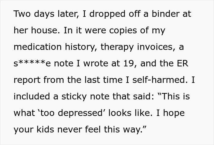 ALT text: Binder with medication history and therapy records illustrating what too depressed to babysit really means