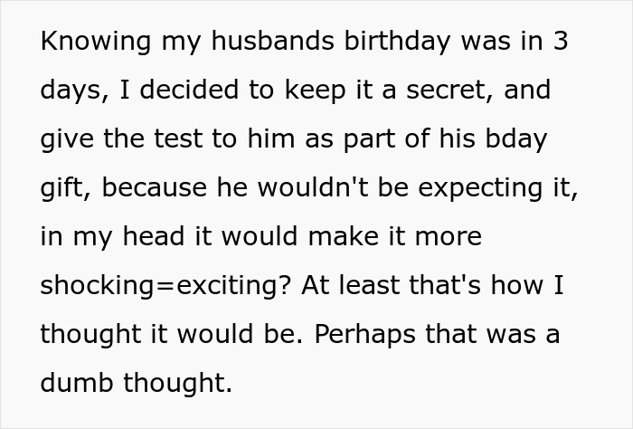 Woman surprises husband with pregnancy test birthday gift, capturing his shocked and unexpected reaction. Woman surprises husband with pregnancy test birthday gift, capturing his shocked and unexpected reaction.