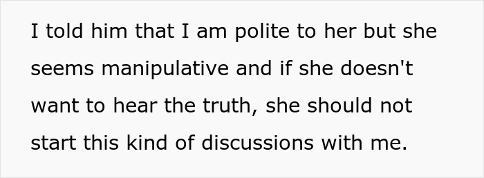 Text excerpt showing a person explaining why they won't treat their brother's girlfriend&rsquo;s kids like their own due to manipulation concerns.