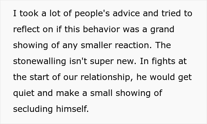 Text excerpt reflecting on relationship issues and stonewalling behavior before stopping boyfriend&rsquo;s proposal at best friend&rsquo;s wedding.