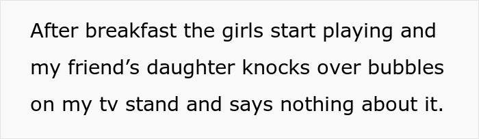 Text excerpt about a friend's daughter ruining furniture, related to WBTA charging friend conflict.