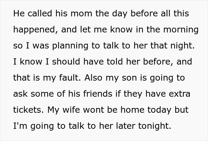 Text excerpt showing a stepmom&rsquo;s reaction after a teenager invites his mom instead of her to graduation ceremony.