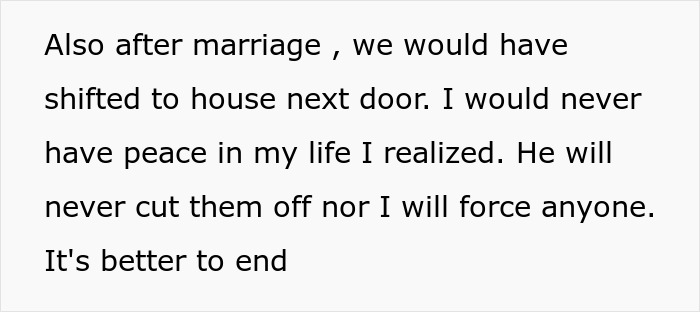 Text excerpt discussing post-marriage living arrangements with mention of peace and ending conflict involving a gold digger.