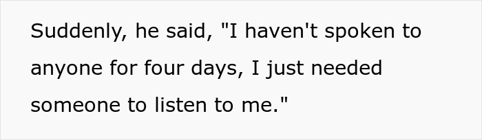 Text on screen showing a heartfelt conversation sparked by a small act of kindness on a bus.