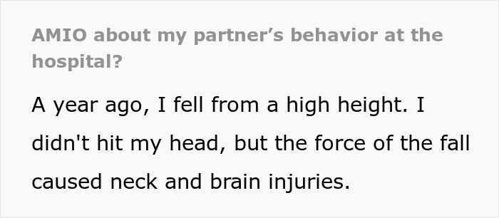 Woman scared and bruised in ER, emotionally checking out while husband is distracted with TikTok and takeout food.
