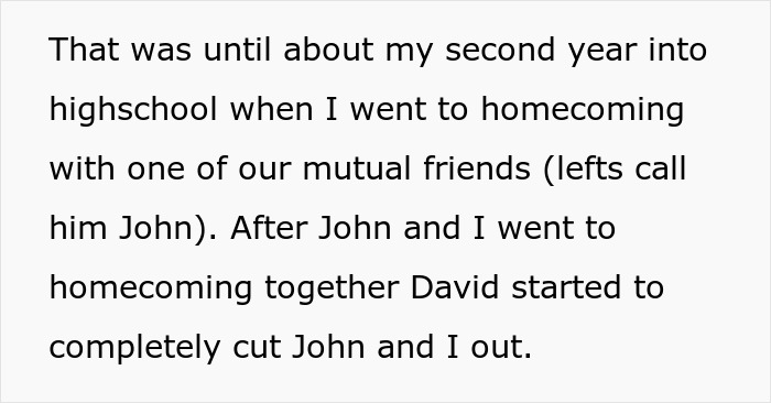 Text excerpt showing a man&rsquo;s story about a fake relationship after being rejected by a woman, causing rumors of cheating.