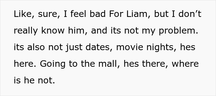 Text message discussing a guy who always brings his BFF to dates and the woman's reaction to the unhinged truth.