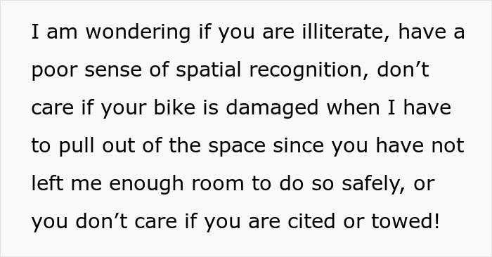 Note left on guest’s scooter mentioning poor spatial recognition and warning about potential citation or towing violations. Note left on guest’s scooter mentioning poor spatial recognition and warning about potential citation or towing violations.