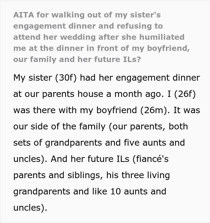 Woman storms out of sister’s engagement dinner after being accused of stealing her ex-fiancé in a family confrontation. Woman storms out of sister’s engagement dinner after being accused of stealing her ex-fiancé in a family confrontation.