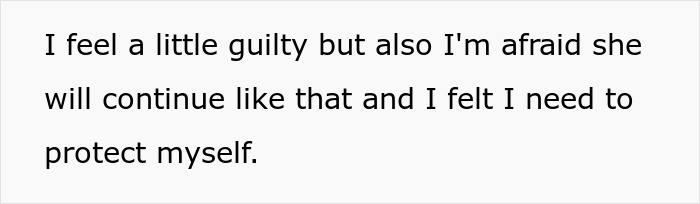 Text image showing a personal reflection on feeling guilty and needing to protect oneself in a difficult family situation.
