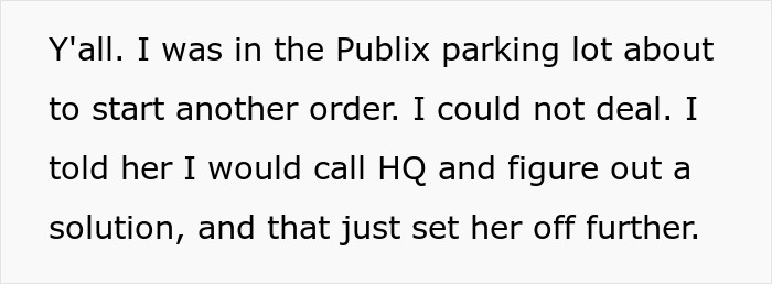 Text message about a grocery Karen refusing to pay for extra items and demanding the shopper cover the bill or else.