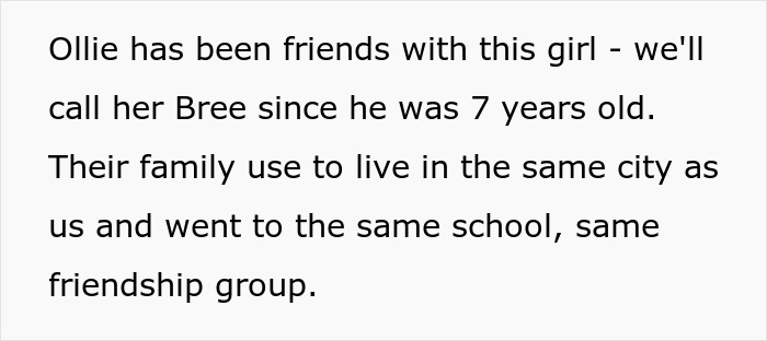Text passage describing Ollie&rsquo;s long-term friendship with a girl named Bree from the same city and school, related to teen son get girlfriend pregnant on purpose.