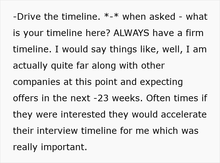 Text excerpt showing a professional career coach sharing detailed tips to help people ace interviews and land dream jobs.