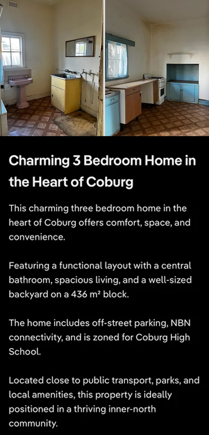 Worn and neglected kitchen and bathroom in a rental property showing signs of bad landlords and poor maintenance.