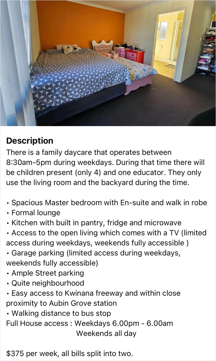 Spacious bedroom in rental showing poor landlord management and issues making renting a total nightmare experience.