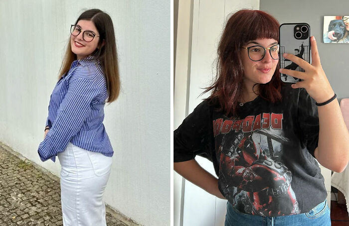 Young woman showing her gorgeous hair transformations with different hairstyles and hair colors in casual settings.