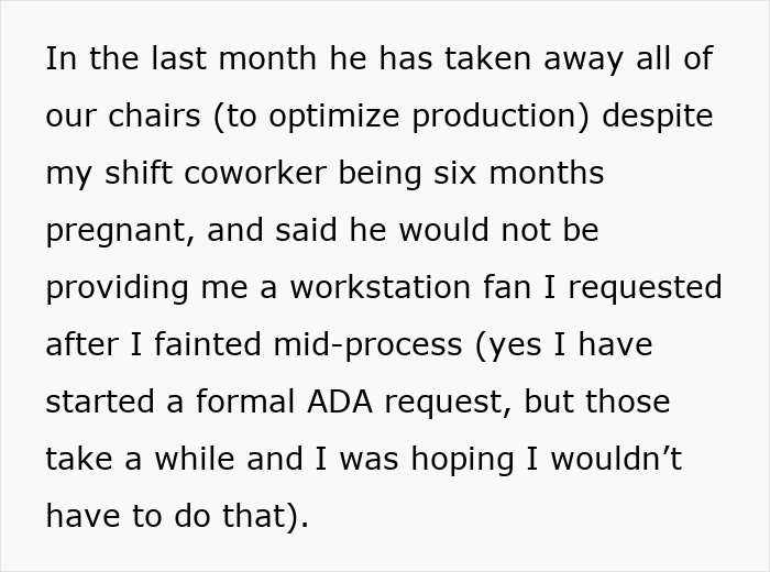 Woman Reports Boss For Taking Away Chairs Among Other Things, Watches Him Sweat