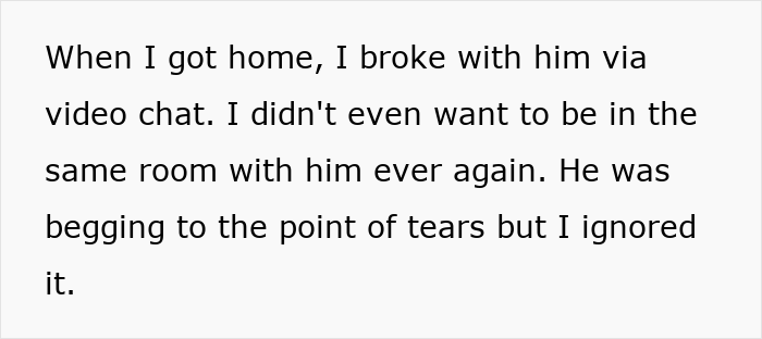 Text excerpt about breaking up with boyfriend via video chat due to refusal to hand period pad and tissues. Text excerpt about breaking up with boyfriend via video chat due to refusal to hand period pad and tissues.