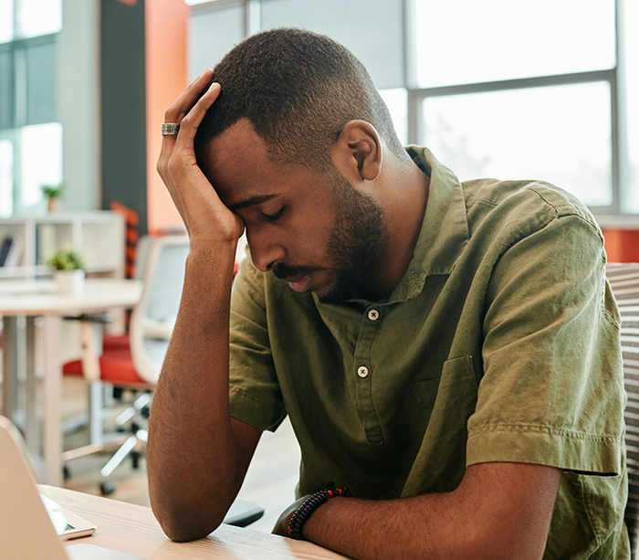 Burned out uncle with hand on head, stressed and overwhelmed, refusing to babysit sister’s kids in family conflict. Burned out uncle with hand on head, stressed and overwhelmed, refusing to babysit sister’s kids in family conflict.