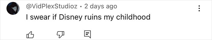 Screenshot of a social media comment expressing frustration with changes to a character's look in Lilo & Stitch live-action.