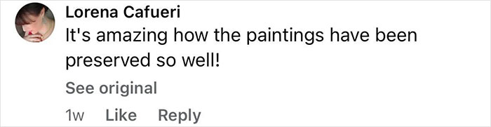 Comment from Lorena Cafueri expressing amazement at the well-preserved paintings in the new Pompeii discovery.