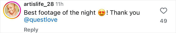 Instagram comment from user artislife_28 praising best footage of the night, related to celebs breaking Met Gala no phones rule.