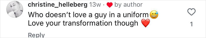 Comment on social media praising a man's transformation from former pole dancer to monk, mentioning uniform and love for the change.