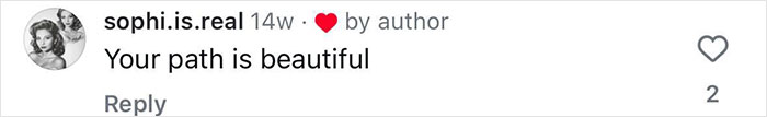 Instagram comment reading Your path is beautiful, reflecting mixed reactions to former pole dancer becoming a monk story.