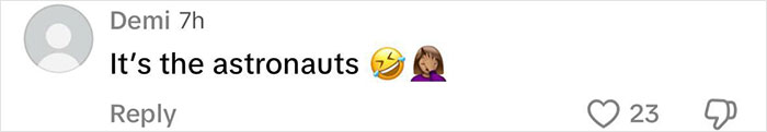 Screenshot of a comment saying It&rsquo;s the astronauts with laughing and facepalm emojis on a social media post.