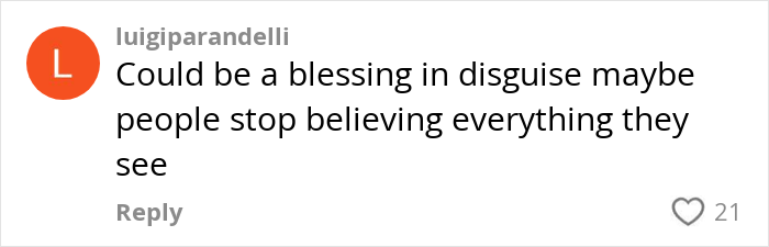 User comment on Google AI model video, discussing skepticism and reaction to realistic AI-generated videos online.