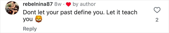 Comment on social media from user rebelnina87 encouraging personal growth, related to attention seeker former pole dancer becoming a monk.