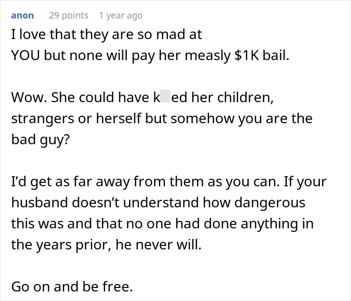 Comment discussing a woman served with divorce papers months after giving birth while caring for sister-in-law&rsquo;s kids.