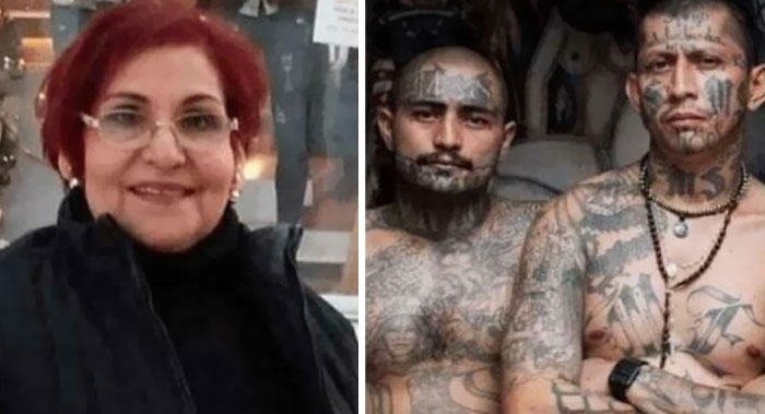 Photo collage of a woman and tattooed men, illustrating chaotic good acts of justice with intense determination and strong intentions.