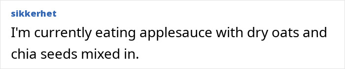 Alt text: Close-up of a bowl with applesauce, dry oats, and chia seeds showing a healthy chia seeds change diet snack. Alt text: Close-up of a bowl with applesauce, dry oats, and chia seeds showing a healthy chia seeds change diet snack.