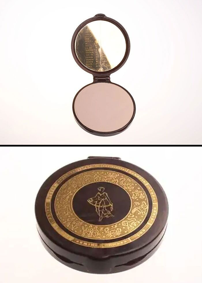 Vintage CIA spy technology compact mirror with hidden coded messages, showcasing ingenuity in covert operations.