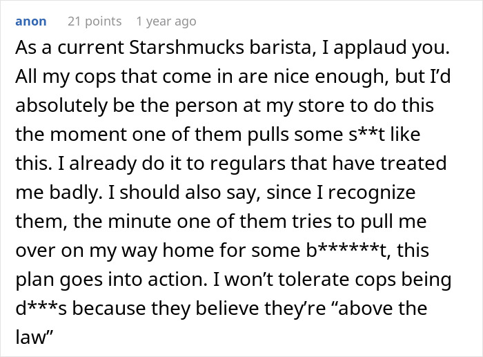 Barista uses decaf revenge to teach a rude trooper a lesson in respect with firm stance and clear message.