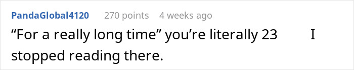 Screenshot of a social media comment discussing a surprising reaction to a pregnancy test birthday gift. Screenshot of a social media comment discussing a surprising reaction to a pregnancy test birthday gift.
